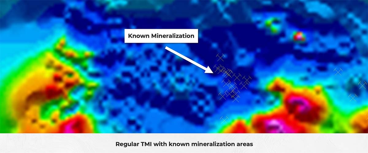 Regular TMI with known mineralization areas